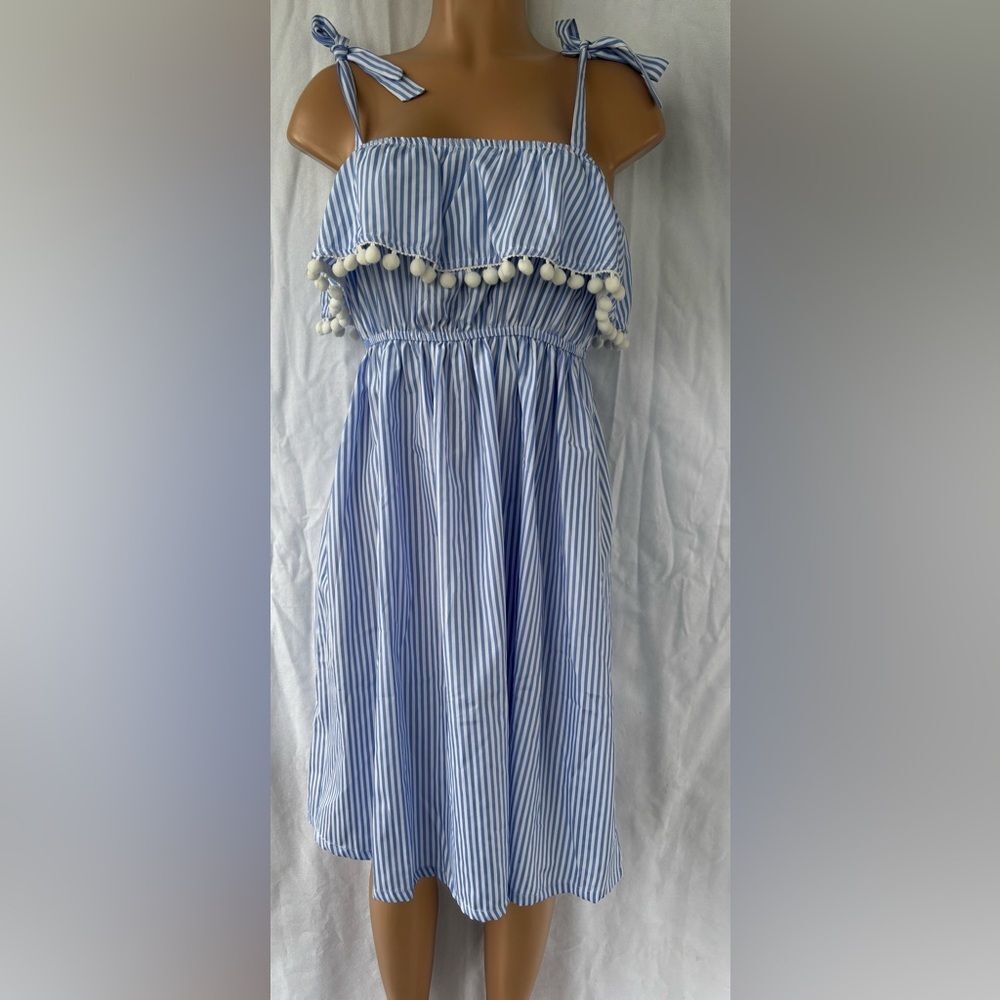 NWT IFFEI Women Striped Straps Sundress Summer Dress Waisted With Tassels size M